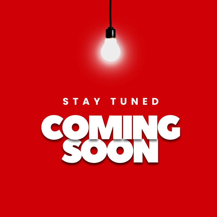 placeholder graphic with a red background, light bulb with the words stay tuned coming soon